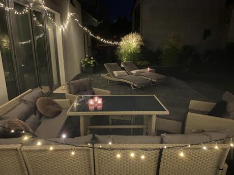Narożnik technorattan ze stołem 120x70cm i fotelami Perata Corner Plus Light Grey