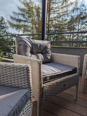Narożnik technorattan ze stołem 120x70cm i fotelami Perata Corner Plus Light Grey