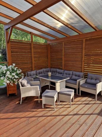 Narożnik technorattan ze stołem 120x70cm i fotelami Perata Corner Plus Light Grey