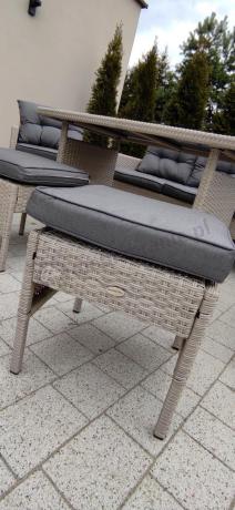 Narożnik technorattan ze stołem 120x70cm i fotelami Perata Corner Plus Light Grey