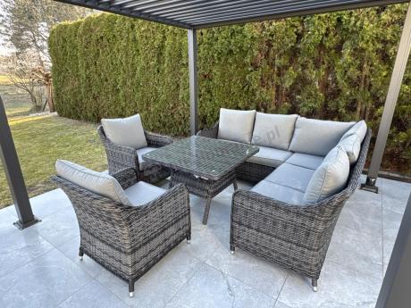 Narożnik z fotelami technorattan Novici - Antracyt