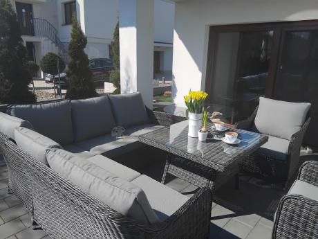 Narożnik z fotelami technorattan Novici - Antracyt