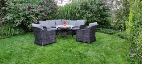 Narożnik z fotelami technorattan Novici - Antracyt