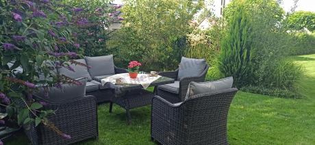 Narożnik z fotelami technorattan Novici - Antracyt