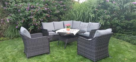 Narożnik z fotelami technorattan Novici - Antracyt