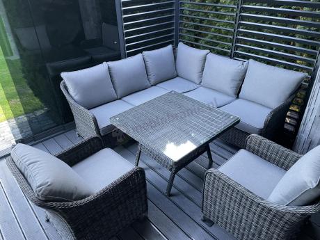 Narożnik z fotelami technorattan Novici - Antracyt