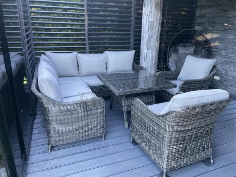 Narożnik z fotelami technorattan Novici - Antracyt