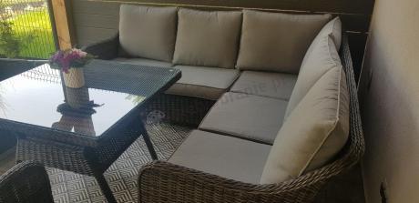 Narożnik z fotelami technorattan Novici - Antracyt