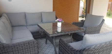 Narożnik z fotelami technorattan Novici - Antracyt