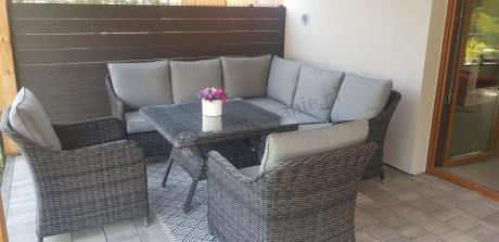 Narożnik z fotelami technorattan Novici - Antracyt