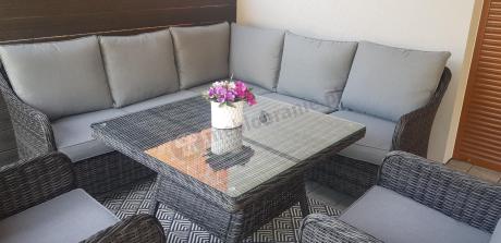 Narożnik z fotelami technorattan Novici - Antracyt