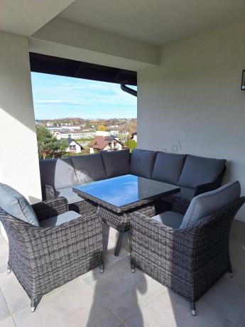 Narożnik z fotelami technorattan Novici - Antracyt