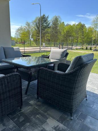 Narożnik z fotelami technorattan Novici - Antracyt