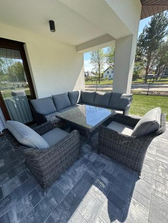 Narożnik z fotelami technorattan Novici - Antracyt