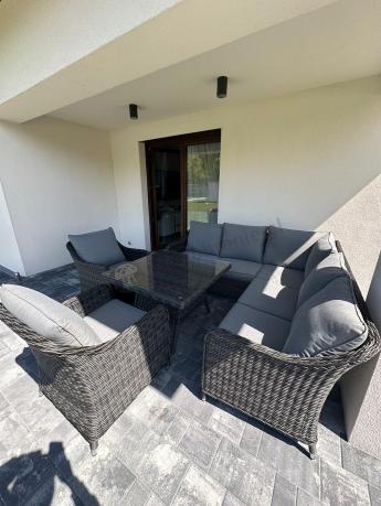 Narożnik z fotelami technorattan Novici - Antracyt