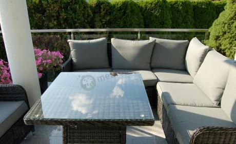 Narożnik z fotelami technorattan Novici - Antracyt