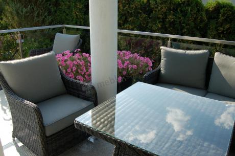 Narożnik z fotelami technorattan Novici - Antracyt