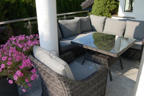 Narożnik z fotelami technorattan Novici - Antracyt