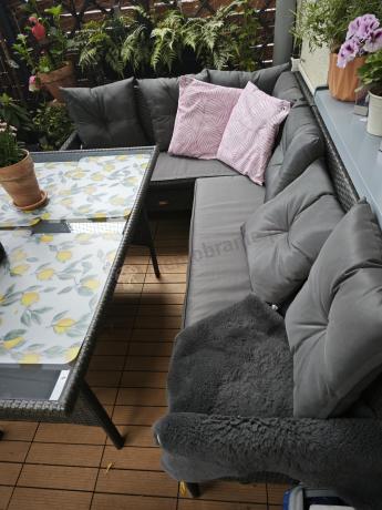 Narożnik z technorattanu 190x140cm z wysokim stołem i 3 pufami Torino Corner Anthracite