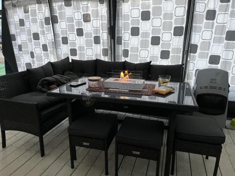 Narożnik z technorattanu 190x140cm z wysokim stołem i 3 pufami Torino Corner Anthracite