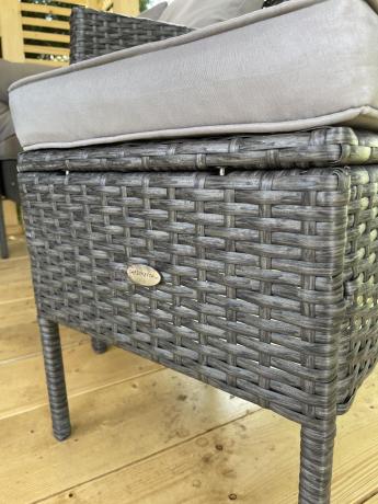 Narożnik z technorattanu 190x140cm z wysokim stołem i 3 pufami Torino Corner Anthracite