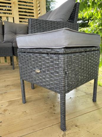 Narożnik z technorattanu 190x140cm z wysokim stołem i 3 pufami Torino Corner Anthracite