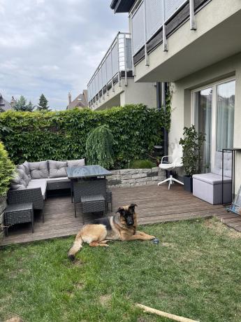 Narożnik z technorattanu 190x140cm z wysokim stołem i 3 pufami Torino Corner Anthracite