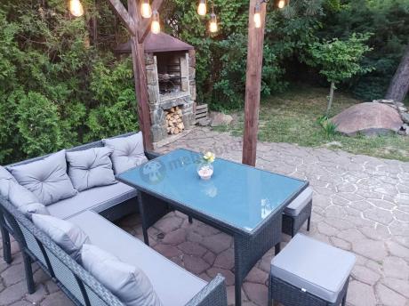 Narożnik z technorattanu 190x140cm z wysokim stołem i 3 pufami Torino Corner Anthracite