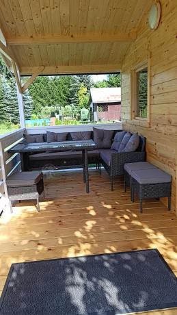 Narożnik z technorattanu 190x140cm z wysokim stołem i 3 pufami Torino Corner Anthracite