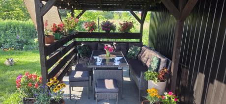 Narożnik z technorattanu 190x190cm z 3 pufami i stołem Torino Corner XL Anthracite