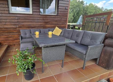 Narożnik z technorattanu 190x190cm z 3 pufami i stołem Torino Corner XL Anthracite