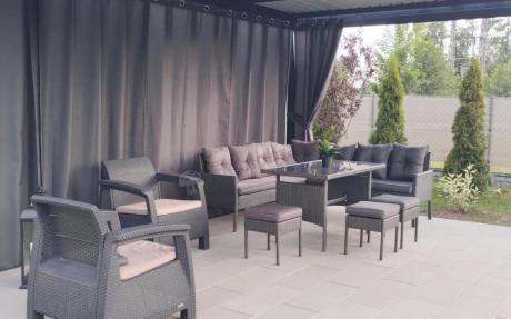 Narożnik z technorattanu 190x190cm z 3 pufami i stołem Torino Corner XL Anthracite