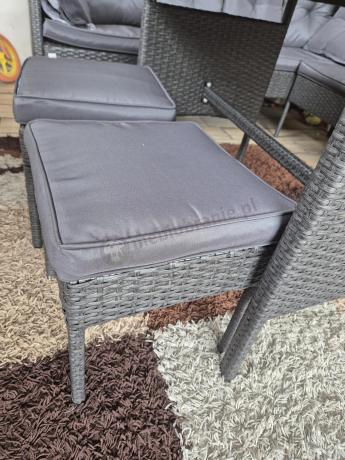 Narożnik z technorattanu 190x190cm z 3 pufami i stołem Torino Corner XL Anthracite