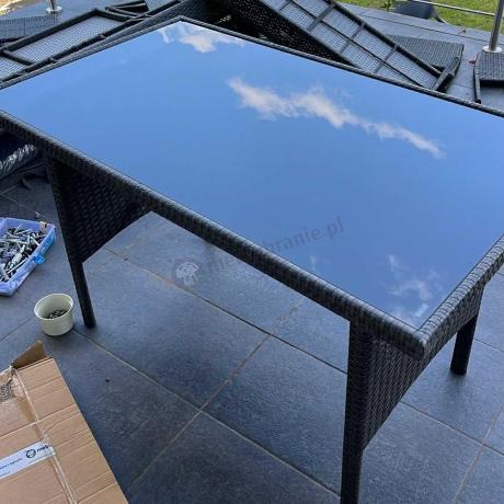 Narożnik z technorattanu 190x190cm z 3 pufami i stołem Torino Corner XL Anthracite