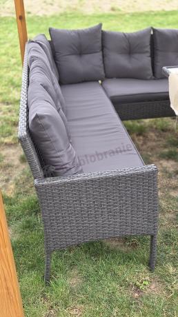 Narożnik z technorattanu 190x190cm z 3 pufami i stołem Torino Corner XL Anthracite