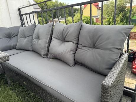 Narożnik z technorattanu 190x190cm z 3 pufami i stołem Torino Corner XL Anthracite