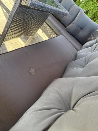 Narożnik z technorattanu 190x190cm z 3 pufami i stołem Torino Corner XL Anthracite