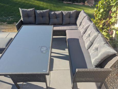 Narożnik z technorattanu 190x190cm z 3 pufami i stołem Torino Corner XL Anthracite