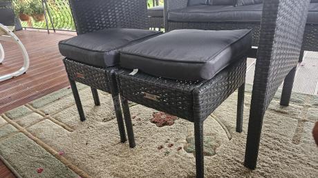 Narożnik z technorattanu 190x190cm z 3 pufami i stołem Torino Corner XL Anthracite