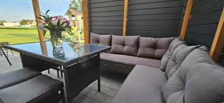 Narożnik z technorattanu 190x190cm z pufami Torino Corner XL Anthracite