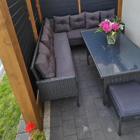 Narożnik z technorattanu 190x190cm z pufami Torino Corner XL Anthracite