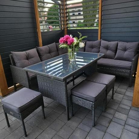 Narożnik z technorattanu 190x190cm z pufami Torino Corner XL Anthracite