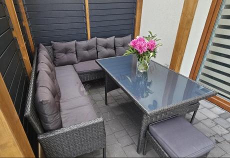 Narożnik z technorattanu 190x190cm z pufami Torino Corner XL Anthracite