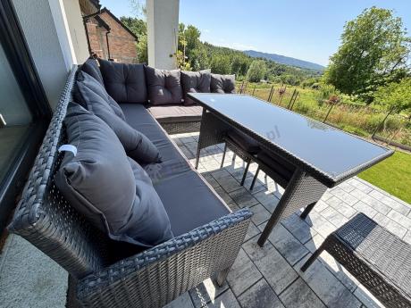 Narożnik z technorattanu 190x190cm z pufami Torino Corner XL Anthracite