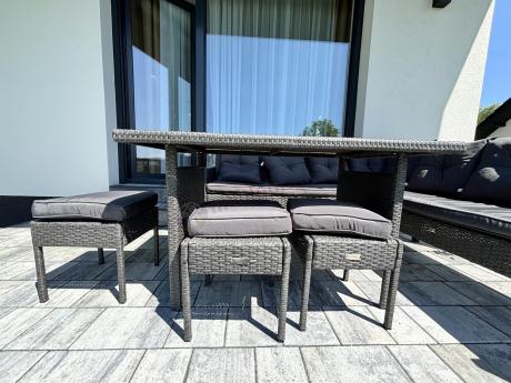 Narożnik z technorattanu 190x190cm z pufami Torino Corner XL Anthracite