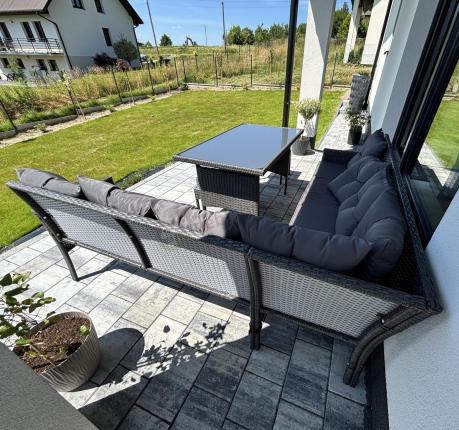 Narożnik z technorattanu 190x190cm z pufami Torino Corner XL Anthracite