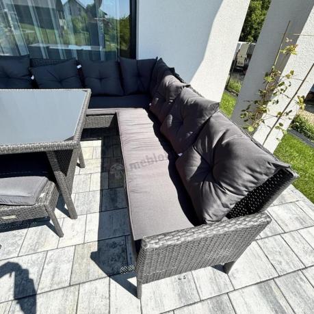 Narożnik z technorattanu 190x190cm z pufami Torino Corner XL Anthracite