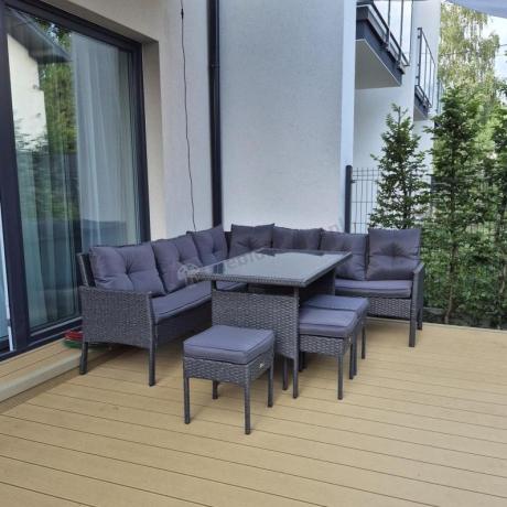 Narożnik z technorattanu 190x190cm z pufami Torino Corner XL Anthracite