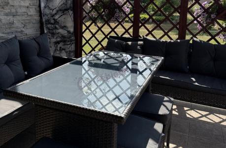Narożnik z technorattanu 190x190cm z pufami Torino Corner XL Anthracite
