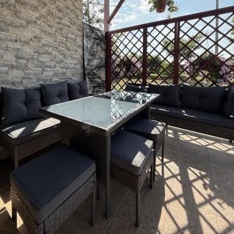 Narożnik z technorattanu 190x190cm z pufami Torino Corner XL Anthracite